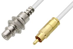 75 Ohm RCA Male to 75 Ohm RCA Female Bulkhead Cable 12 Inch Length Using 75 Ohm PE-B159-WH White Coax