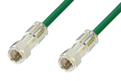 75 Ohm F Male to 75 Ohm F Male Cable 60 Inch Length Using 75 Ohm PE-B159-GR Green Coax