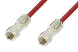 75 Ohm F Male to 75 Ohm F Male Cable 60 Inch Length Using 75 Ohm PE-B159-RD Red Coax