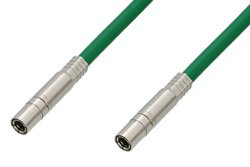 75 Ohm Mini SMB Plug to 75 Ohm Mini SMB Plug Cable Using 75 Ohm PE-B159-GR Green Coax