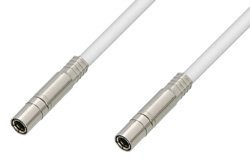 75 Ohm Mini SMB Plug to 75 Ohm Mini SMB Plug Cable 24 Inch Length Using 75 Ohm PE-B159-WH White Coax