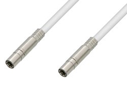 75 Ohm Mini SMB Plug to 75 Ohm Mini SMB Plug Cable Using 75 Ohm PE-B159-WH White Coax