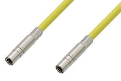 75 Ohm Mini SMB Plug to 75 Ohm Mini SMB Plug Cable 60 Inch Length Using 75 Ohm PE-B159-YW Yellow Coax