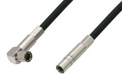 75 Ohm Mini SMB Plug to 75 Ohm Mini SMB Plug Right Angle Cable Using 75 Ohm PE-B159-BK Black Coax