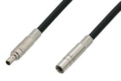 75 Ohm Mini SMB Plug to 75 Ohm Mini SMB Jack Cable Using 75 Ohm PE-B159-BK Black Coax