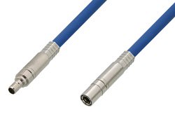 75 Ohm Mini SMB Plug to 75 Ohm Mini SMB Jack Cable 24 Inch Length Using 75 Ohm PE-B159-BL Blue Coax