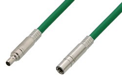 75 Ohm Mini SMB Plug to 75 Ohm Mini SMB Jack Cable 12 Inch Length Using 75 Ohm PE-B159-GR Green Coax