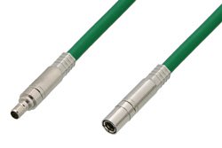 75 Ohm Mini SMB Plug to 75 Ohm Mini SMB Jack Cable 24 Inch Length Using 75 Ohm PE-B159-GR Green Coax