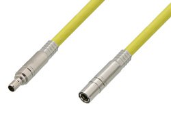 75 Ohm Mini SMB Plug to 75 Ohm Mini SMB Jack Cable Using 75 Ohm PE-B159-YW Yellow Coax