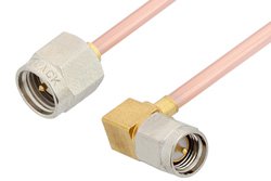 SMA Male Right Angle to SMA Male Cable Using RG405 Coax
