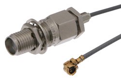 Reverse Thread SMA Female Bulkhead to UMCX Plug Cable 3 Inch Length Using RG178 Coax