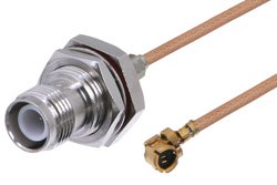 Reverse Polarity TNC Female Bulkhead to UMCX Plug Cable 6 Inch Length Using RG178 Coax