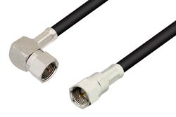 75 Ohm F Male to 75 Ohm F Male Right Angle Cable 36 Inch Length Using 75 Ohm RG59 Coax