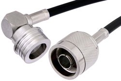 N Male to QN Male Right Angle Cable 120 Inch Length Using PE-C195 Coax