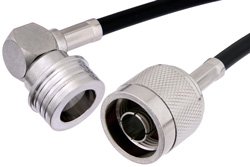 N Male to QN Male Right Angle Cable 12 Inch Length Using RG223 Coax