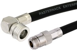 N Female to QN Male Right Angle Cable Using RG213 Coax