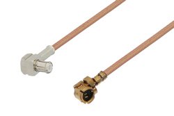 UMCX Plug to MCX Plug Right Angle Cable 12 Inch Length Using RG178 Coax