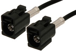 Black FAKRA Jack to FAKRA Jack Cable 12 Inch Length Using PE-C100-LSZH Coax