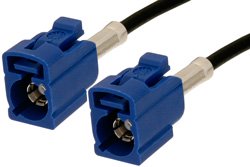 Blue FAKRA Jack to FAKRA Jack Cable 12 Inch Length Using PE-C100-LSZH Coax