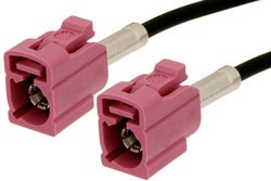 Violet FAKRA Jack to FAKRA Jack Cable 12 Inch Length Using PE-C100-LSZH Coax