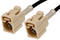 Beige FAKRA Jack to FAKRA Jack Cable 12 Inch Length Using PE-C100-LSZH Coax