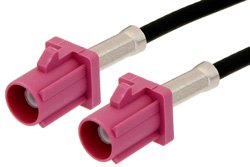 Violet FAKRA Plug to FAKRA Plug Cable 12 Inch Length Using PE-C100-LSZH Coax