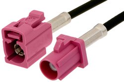 Violet FAKRA Plug to FAKRA Jack Cable 24 Inch Length Using PE-C100-LSZH Coax