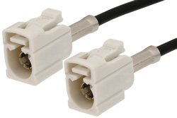 White FAKRA Jack to FAKRA Jack Cable 24 Inch Length Using RG174 Coax