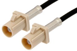 Beige FAKRA Plug to FAKRA Plug Cable 36 Inch Length Using RG174 Coax