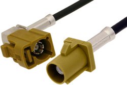 Curry FAKRA Plug to FAKRA Jack Right Angle Cable 12 Inch Length Using RG174 Coax