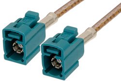 Water Blue FAKRA Jack to FAKRA Jack Cable Using RG316 Coax