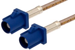 Blue FAKRA Plug to FAKRA Plug Cable 12 Inch Length Using RG316 Coax