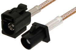 Black FAKRA Plug to FAKRA Jack Cable 48 Inch Length Using RG316 Coax