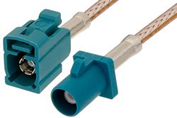 Water Blue FAKRA Plug to FAKRA Jack Cable Using RG316 Coax