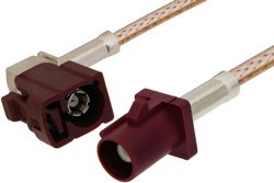 Bordeaux FAKRA Plug to FAKRA Jack Right Angle Cable 36 Inch Length Using RG316 Coax