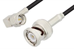 SMA Male Right Angle to BNC Male Cable 48 Inch Length Using RG174 Coax