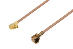 UMCX Plug to MMCX Plug Right Angle Cable 12 Inch Length Using RG178 Coax