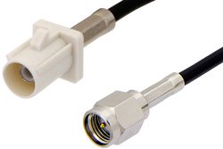 SMA Male to White FAKRA Plug Cable 12 Inch Length Using RG174 Coax