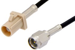 SMA Male to Beige FAKRA Plug Cable 24 Inch Length Using RG174 Coax