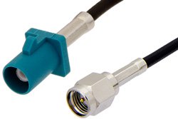 SMA Male to Water Blue FAKRA Plug Cable 48 Inch Length Using RG174 Coax