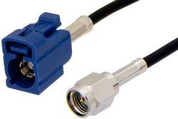 SMA Male to Blue FAKRA Jack Cable 24 Inch Length Using RG174 Coax