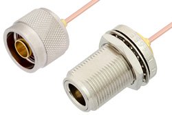 N Male to N Female Bulkhead Cable Using RG405 Coax, RoHS