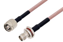Reverse Polarity TNC Male to TNC Female Bulkhead Cable 100 cm Length Using RG142 Coax with HeatShrink