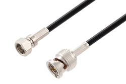 75 Ohm SMC Plug to 75 Ohm BNC Male Cable 60 Inch Length Using 75 Ohm PE-B159-BK Black Coax