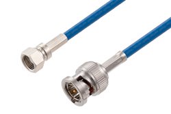 75 Ohm SMC Plug to 75 Ohm BNC Male Cable 12 Inch Length Using 75 Ohm PE-B159-BL Blue Coax