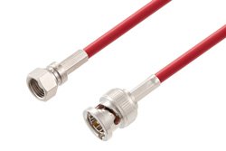 75 Ohm SMC Plug to 75 Ohm BNC Male Cable 60 Inch Length Using 75 Ohm PE-B159-RD Red Coax