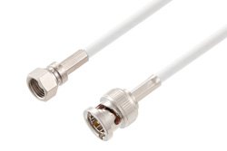 75 Ohm SMC Plug to 75 Ohm BNC Male Cable 24 Inch Length Using 75 Ohm PE-B159-WH White Coax