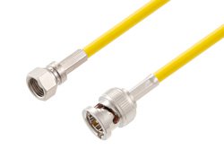 75 Ohm SMC Plug to 75 Ohm BNC Male Cable 60 Inch Length Using 75 Ohm PE-B159-YW Yellow Coax