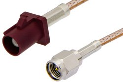 SMA Male to Bordeaux FAKRA Plug Cable 12 Inch Length Using RG316 Coax