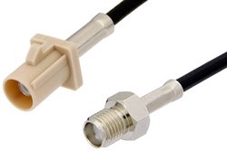 SMA Female to Beige FAKRA Plug Cable 12 Inch Length Using PE-C100-LSZH Coax